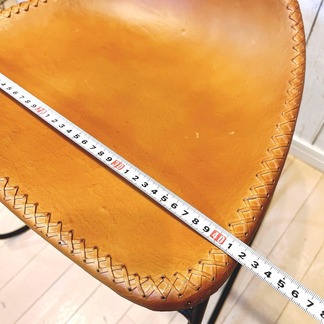 本革スツール レザースツール　アイアンレッグ　キャメル