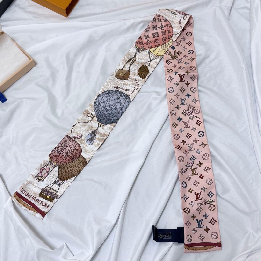 ルイヴィトン気球ヴィヴィエンヌ　モノグラム　スカーフ　バンドー　ピンク