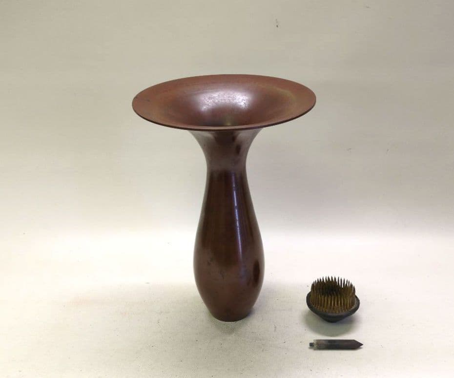 銅製花器　剣山付　池坊好み　池坊花器