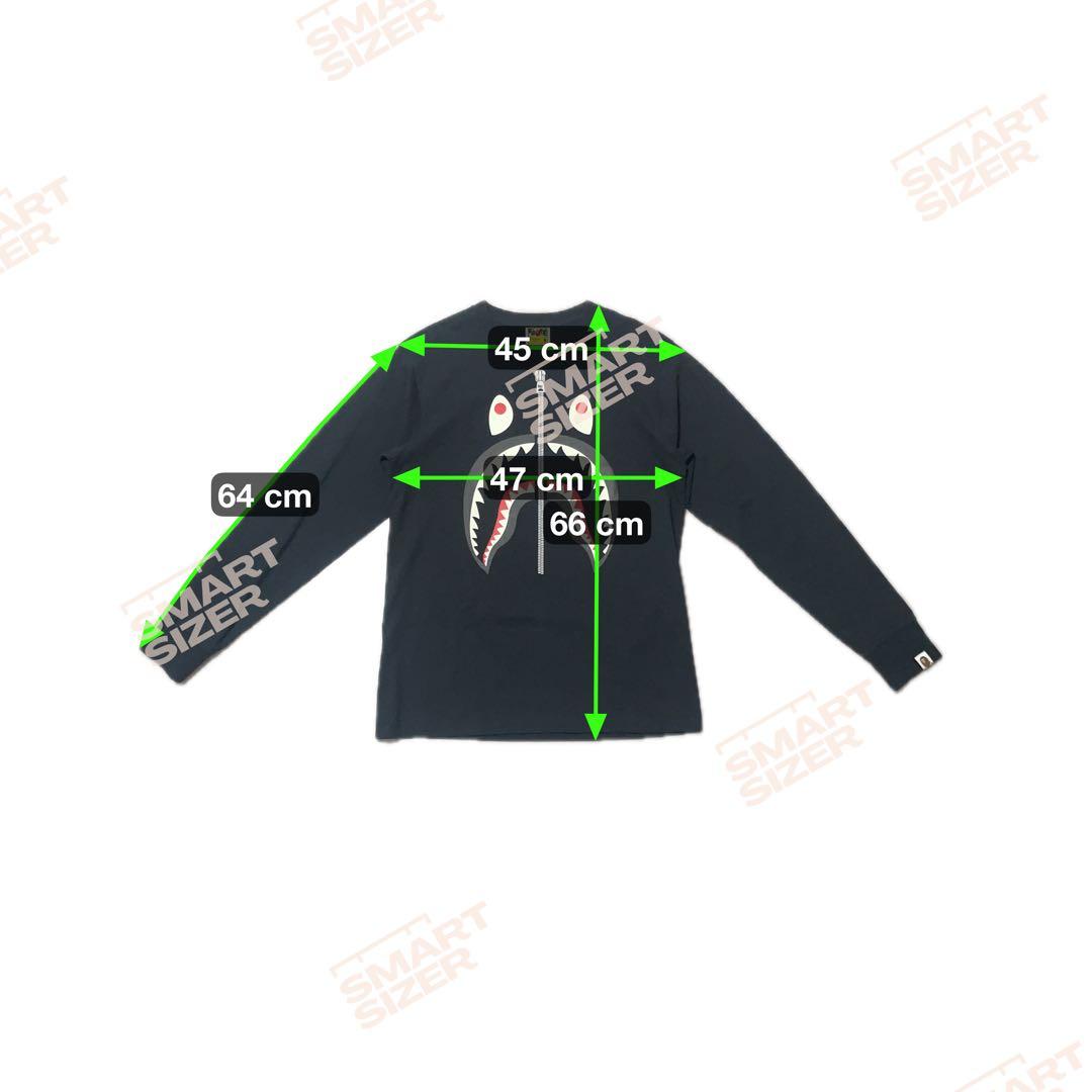 美品 A BATHING APE BAPE シャークヘッド ロンT M ブラック