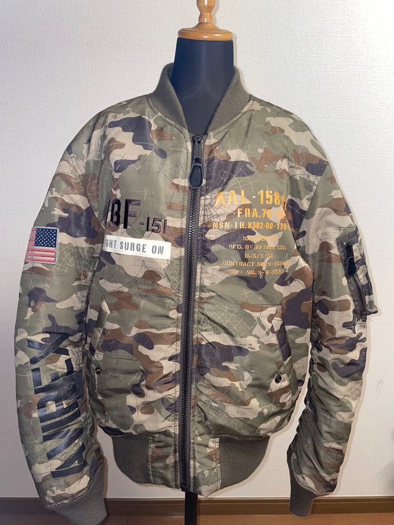AVIREX　MA-1　U.S.SVBF-151　マスコットバード 刺繍 迷彩