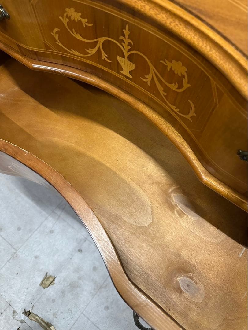 猫脚 象嵌チェスト 3段 ロココ調 タンス アンティーク風