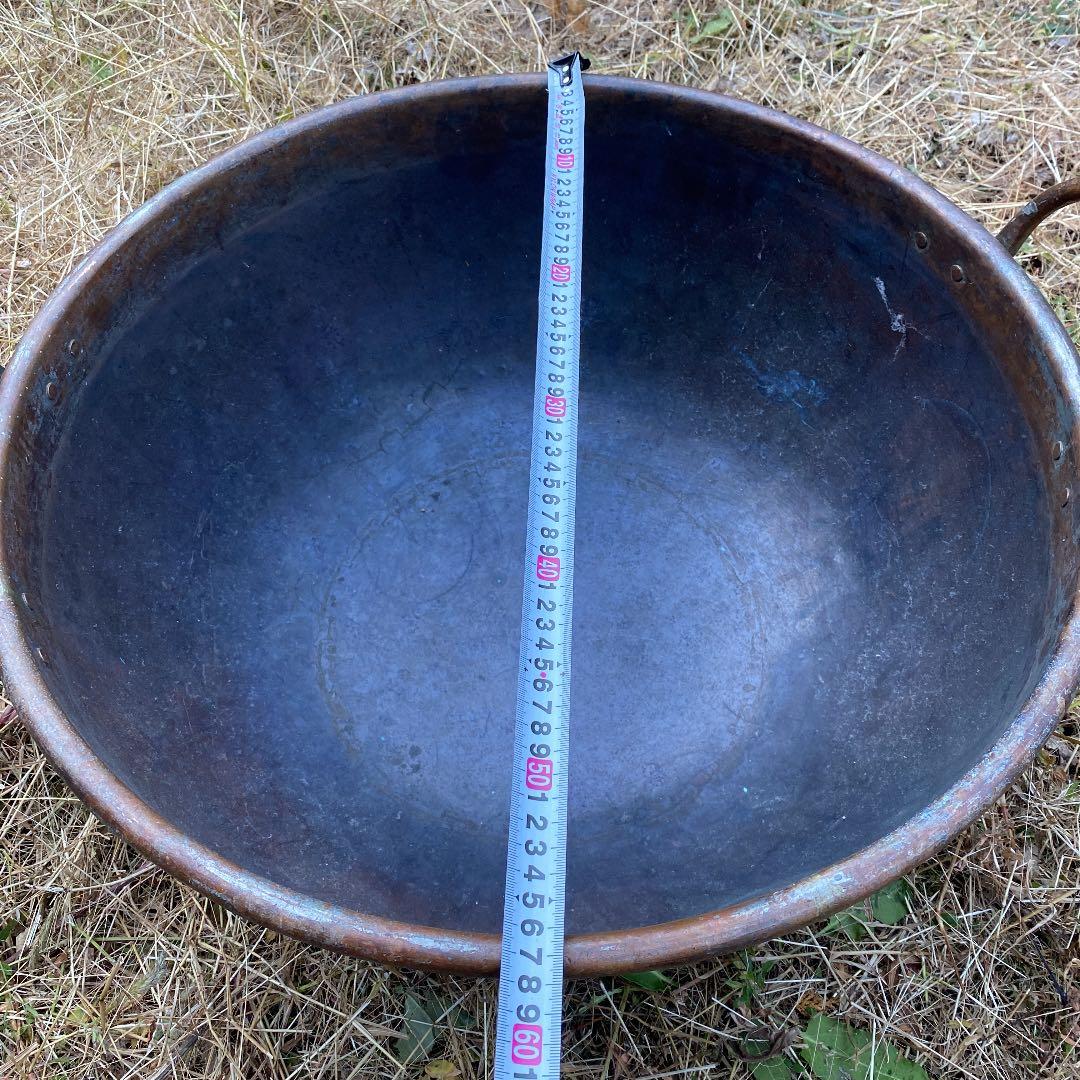 アンティーク　巨大銅鍋　両手鍋　ブロンズ