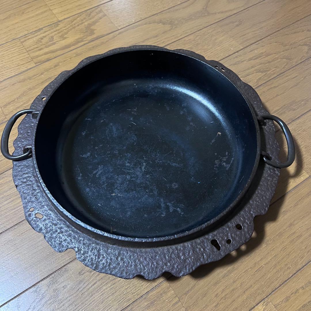 人間国宝 高橋敬典 作 山形鋳物 鉄鍋 すき焼き鍋 正寿堂 銘あり 23cm