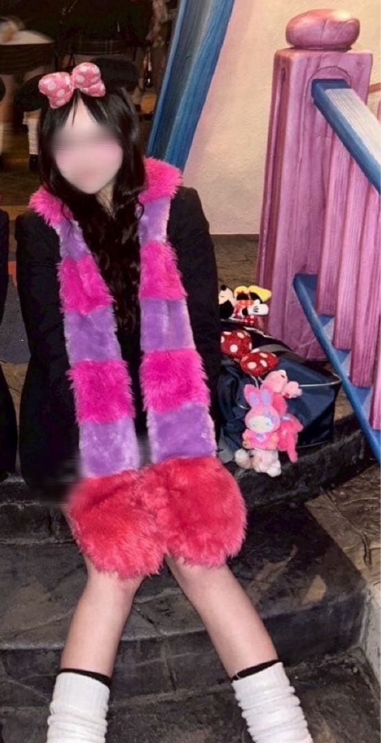 ディズニー　チェシャ猫　マフラーファンキャップ