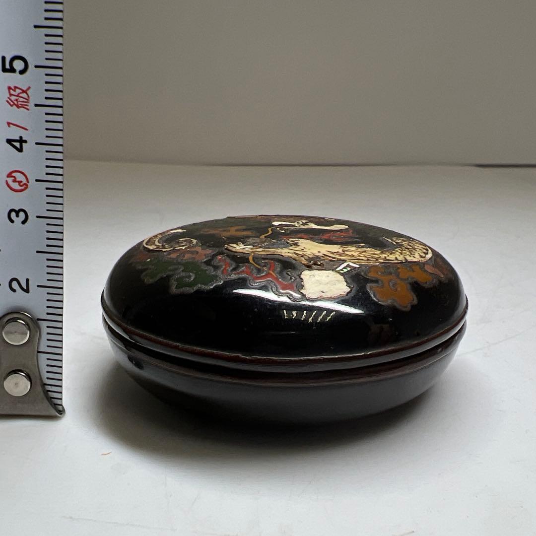 時代　青貝香合　共箱　直径約6㎝　東Y8-0106①タサオ
