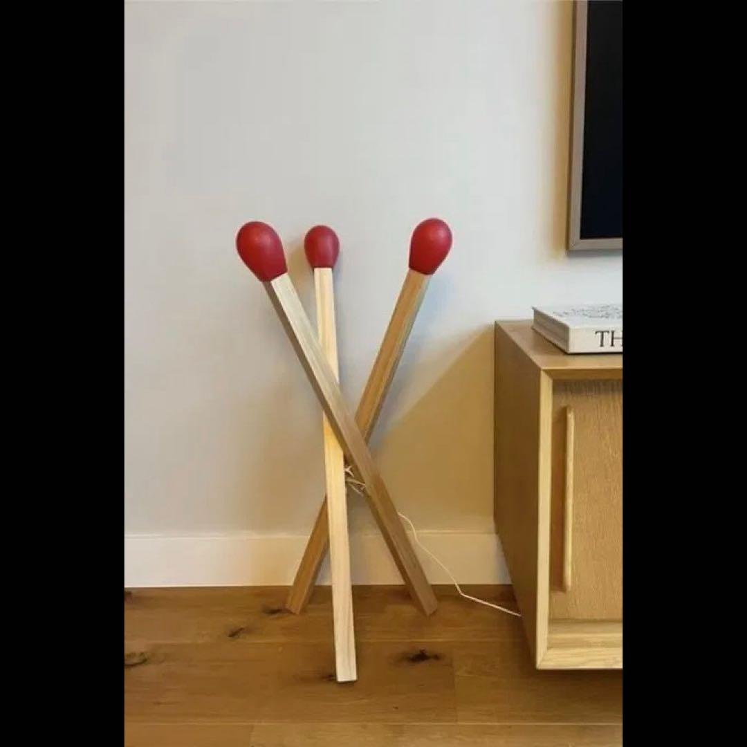 【新品ラス1】IKEA ストローラ LEDフロアランプ マッチ棒 限定照明 木製