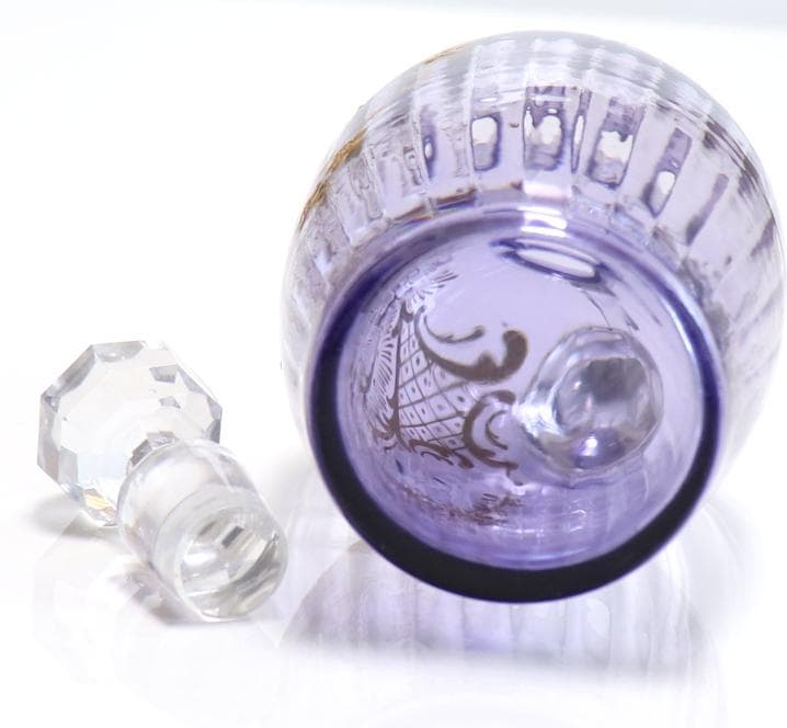 オールド・バカラ 1900年頃 レアカラー 紫色ガラス 金彩盛り上げ デカンタ