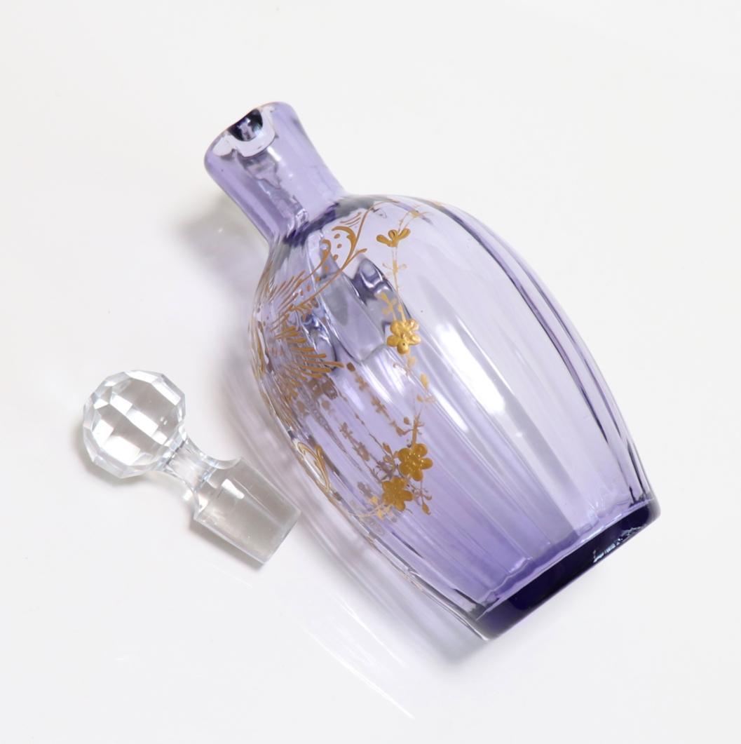 オールド・バカラ 1900年頃 レアカラー 紫色ガラス 金彩盛り上げ デカンタ