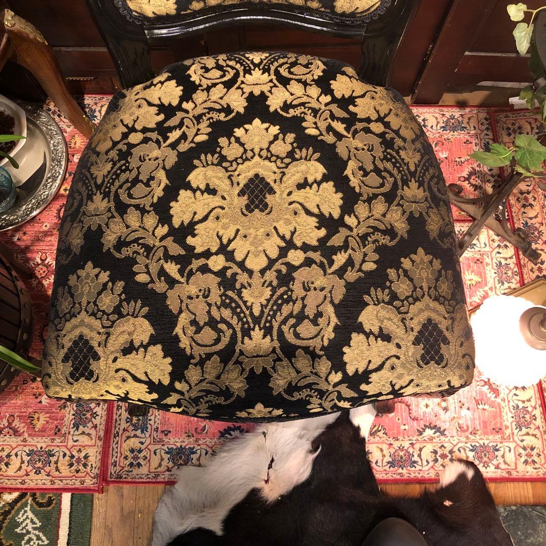 Sale ４脚　メルナリ華子次郎　猫脚アンティーク　チェア　ブラック　金系