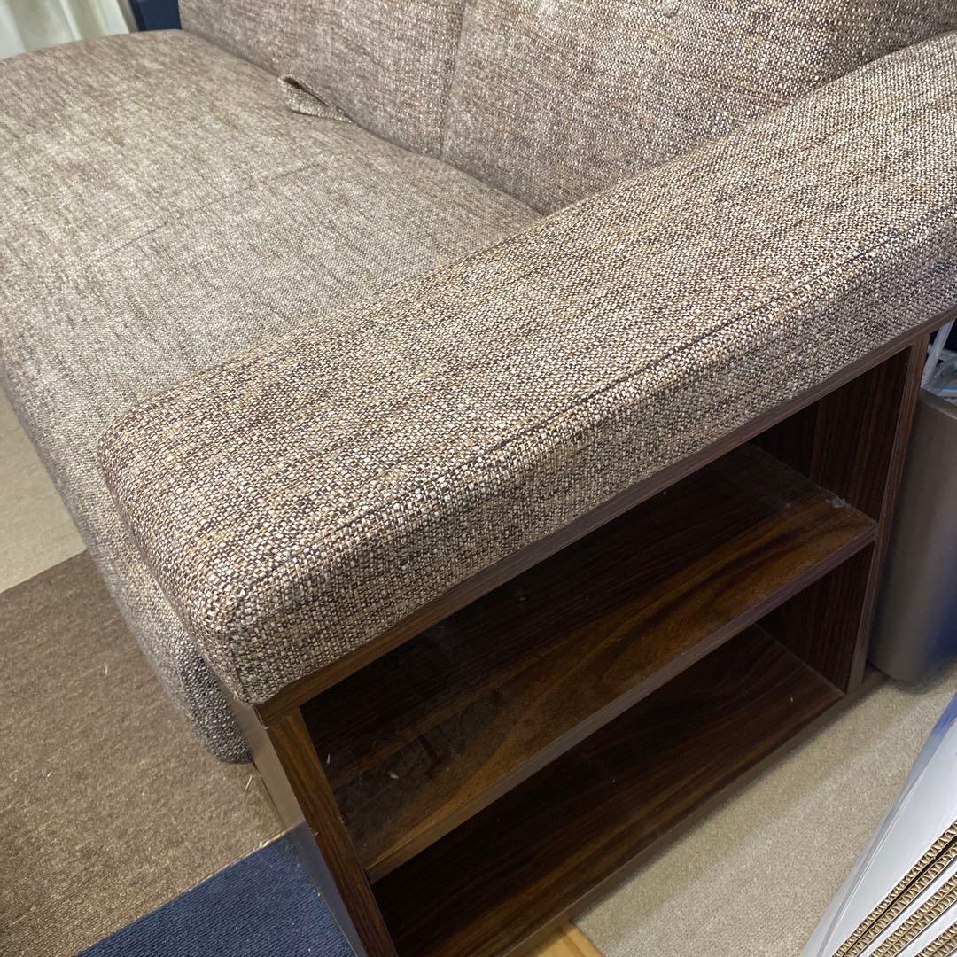 本日迄出品！美品！格安2WAYソファ メランジブラウン×ウォールナット