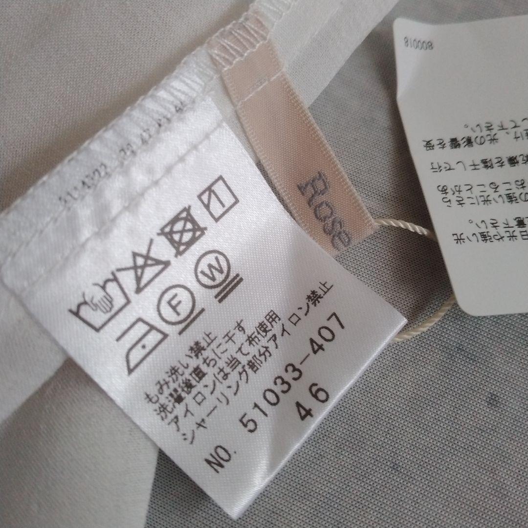 【ローズティアラ】未使用 46 洗える ローズプリント フリルカラー ブラウス