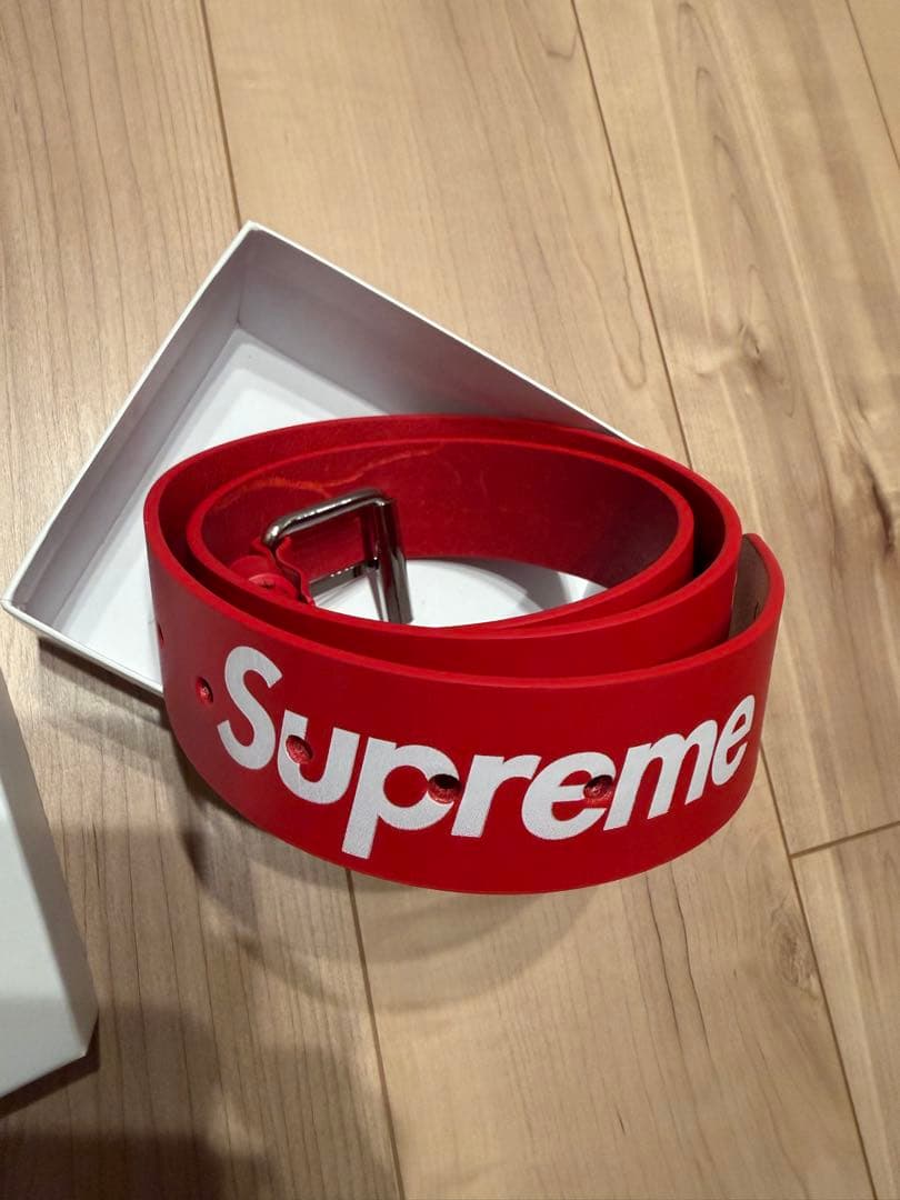 小物 Supreme Repeat Leather Belt RED M