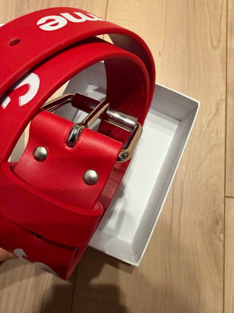 小物 Supreme Repeat Leather Belt RED M