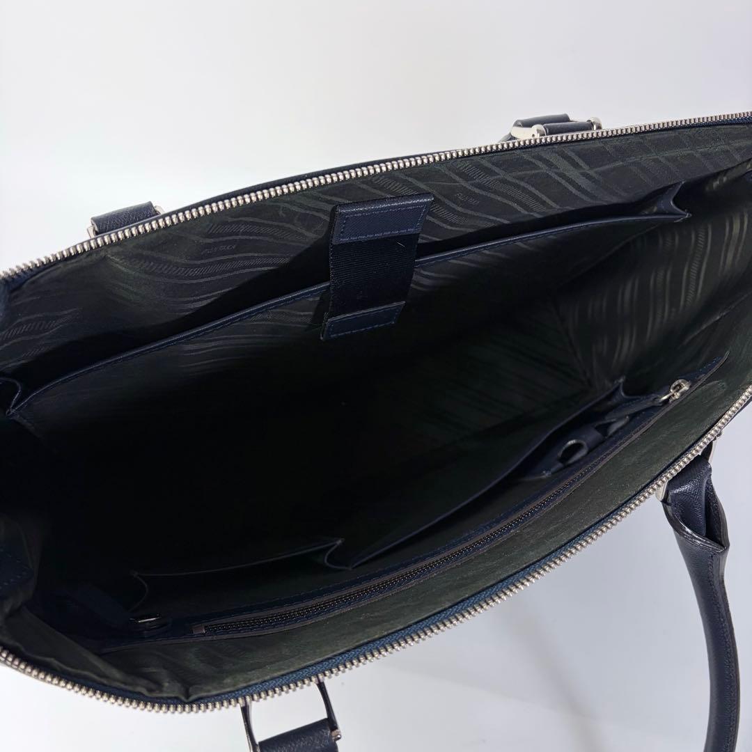 FUJITAKAレザートートバッグ B4 オーブ防水加工レザー国産鍵付きネイビー