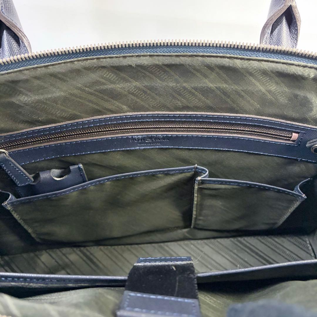 FUJITAKAレザートートバッグ B4 オーブ防水加工レザー国産鍵付きネイビー