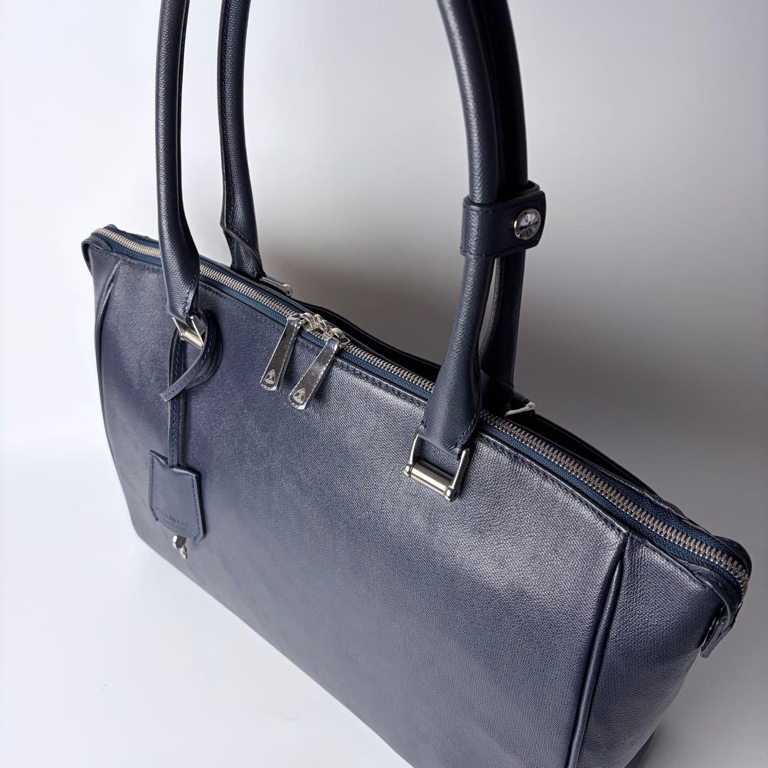 FUJITAKAレザートートバッグ B4 オーブ防水加工レザー国産鍵付きネイビー