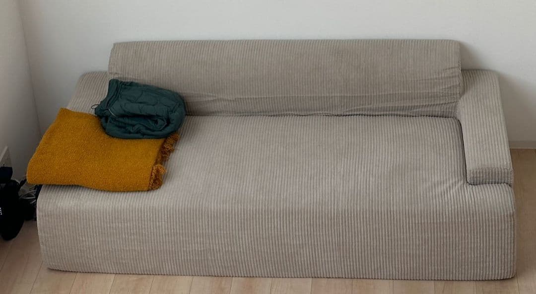 ベージュ コーデュロイ 2人掛けソファ