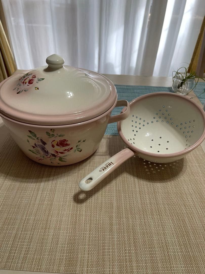 イマン　ホーロー　両手鍋と片手コランダー おまとめ2点セット