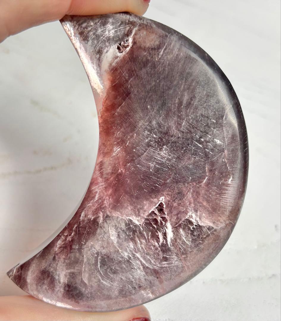 《高品質・光透過美》パープルマイカ＊月　カービング　レピドライト