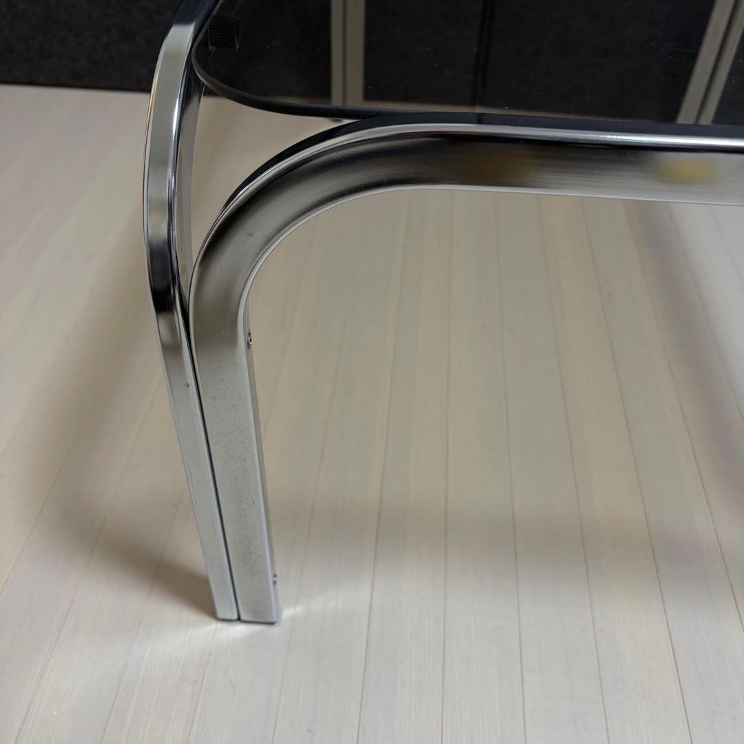 スモーク　ミッドセンチュリー ガラステーブル　センターテーブル　アイアンフレーム