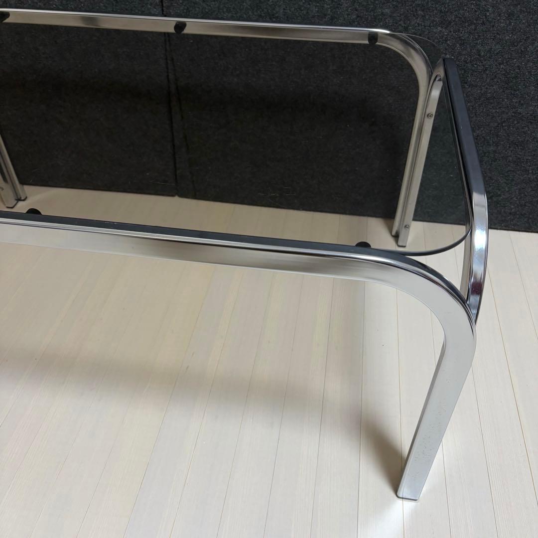 スモーク　ミッドセンチュリー ガラステーブル　センターテーブル　アイアンフレーム