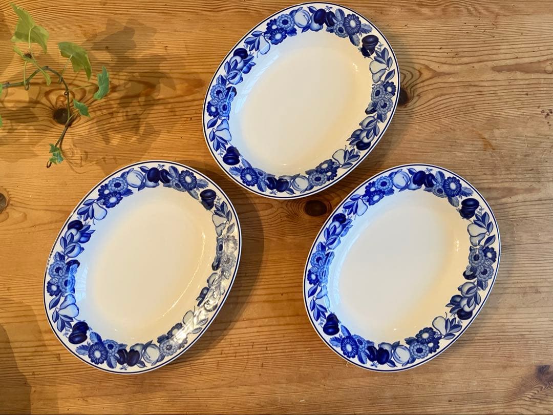 ロイヤルコペンハーゲン　ゴールデンサマー　ブルー　23オーバルディッシュ×3