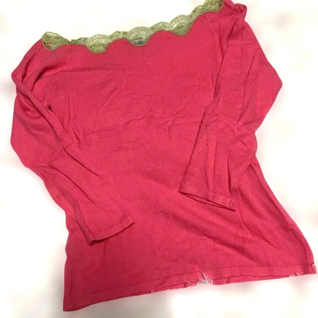 BluGirl Blumarine ピンク 長袖Tシャツ　美品　ラブリーレースM