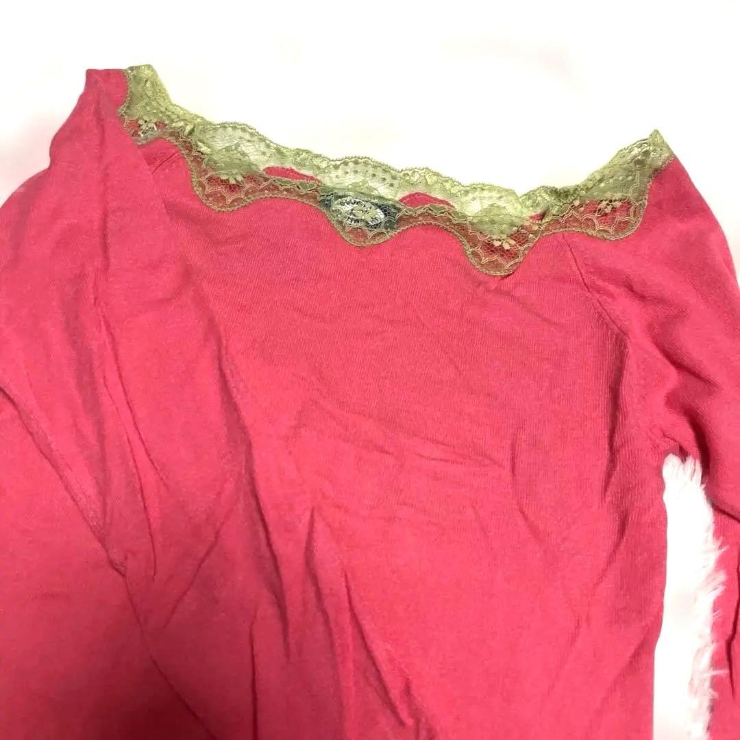 BluGirl Blumarine ピンク 長袖Tシャツ　美品　ラブリーレースM