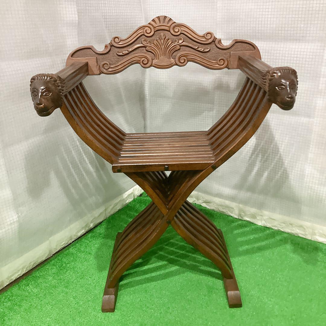 美品 イタリア製 サヴォナローラ チェア ライオンチェア 折り畳み椅子