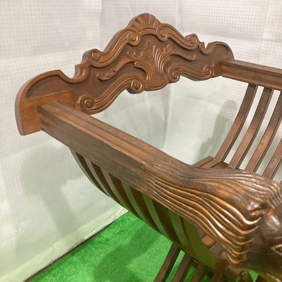 美品 イタリア製 サヴォナローラ チェア ライオンチェア 折り畳み椅子