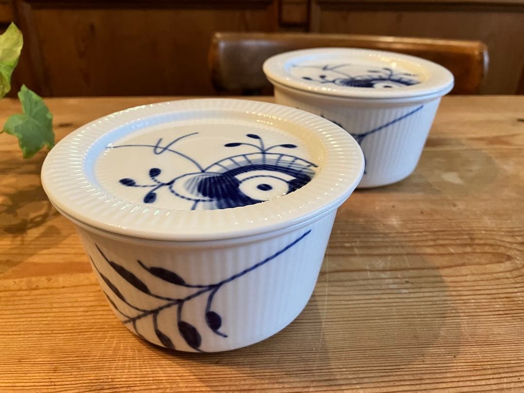 ロイヤルコペンハーゲン　ブルーフルーテッドメガ　蓋付オーブンウェア×2