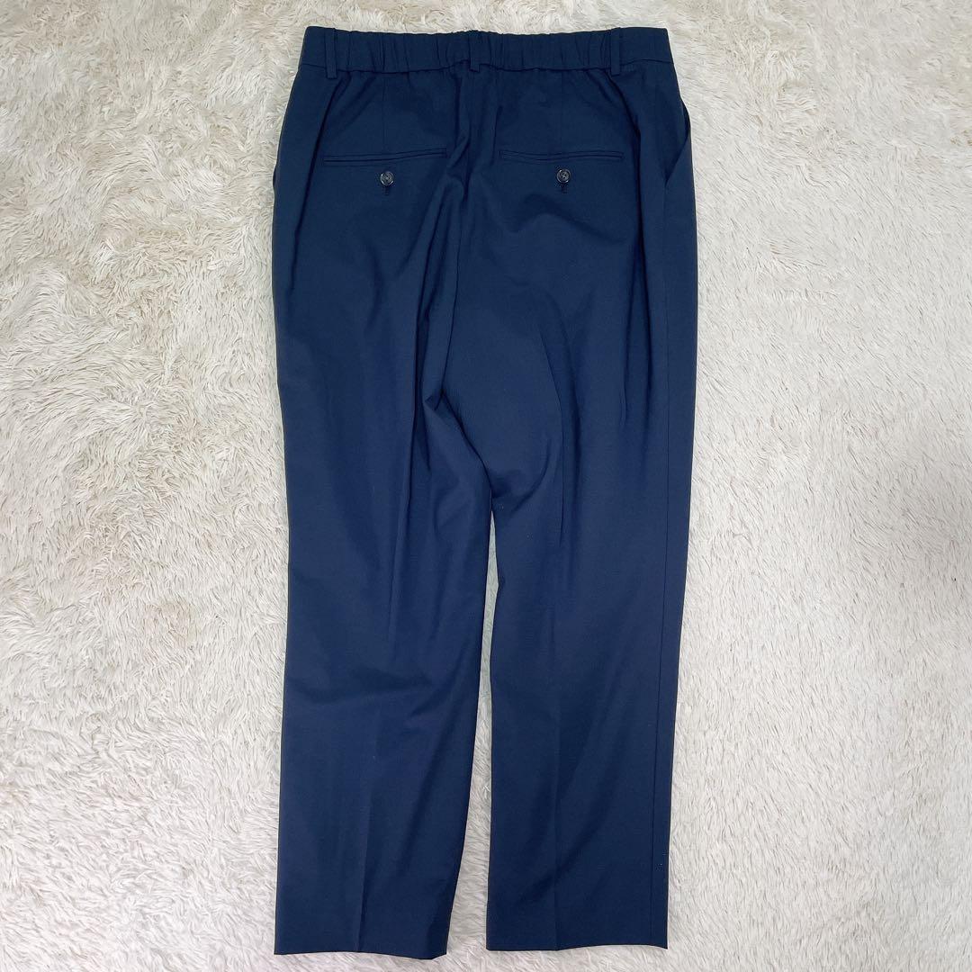 【美品44サイズ】グリーンレーベルリラクシング　ノーカラー　無地　パンツスーツ