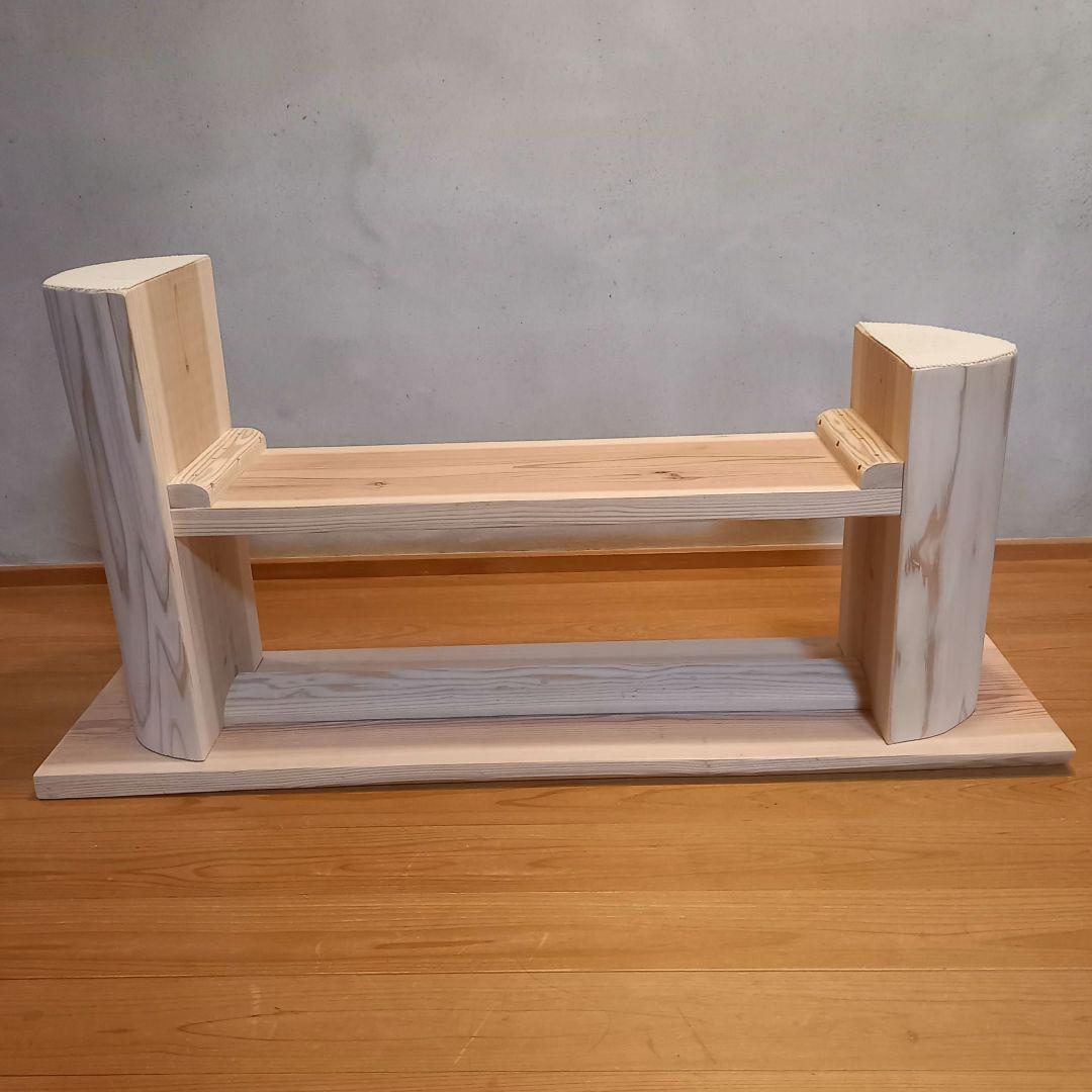 国産杉　無垢一枚板&丸太半割りログ脚　特注品脚高さ違い