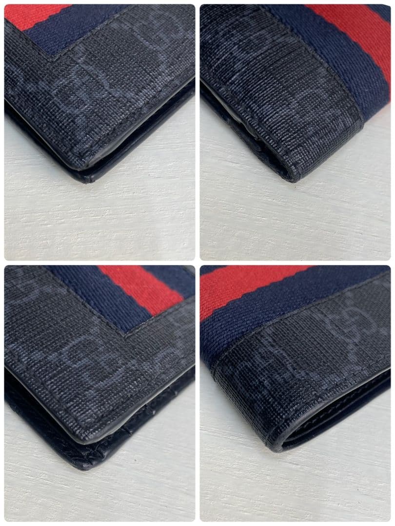 美品✨️GUCCI 二つ折り財布 GGスプリーム シェリーライン ホック