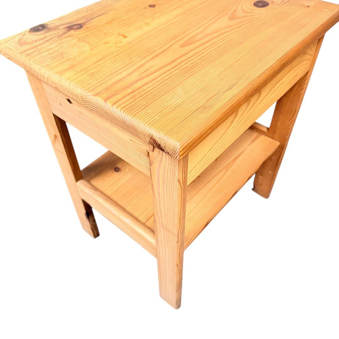 美品 カントリー サイドテーブル 飾り棚 パイン材 無垢材 テーブル コンソール