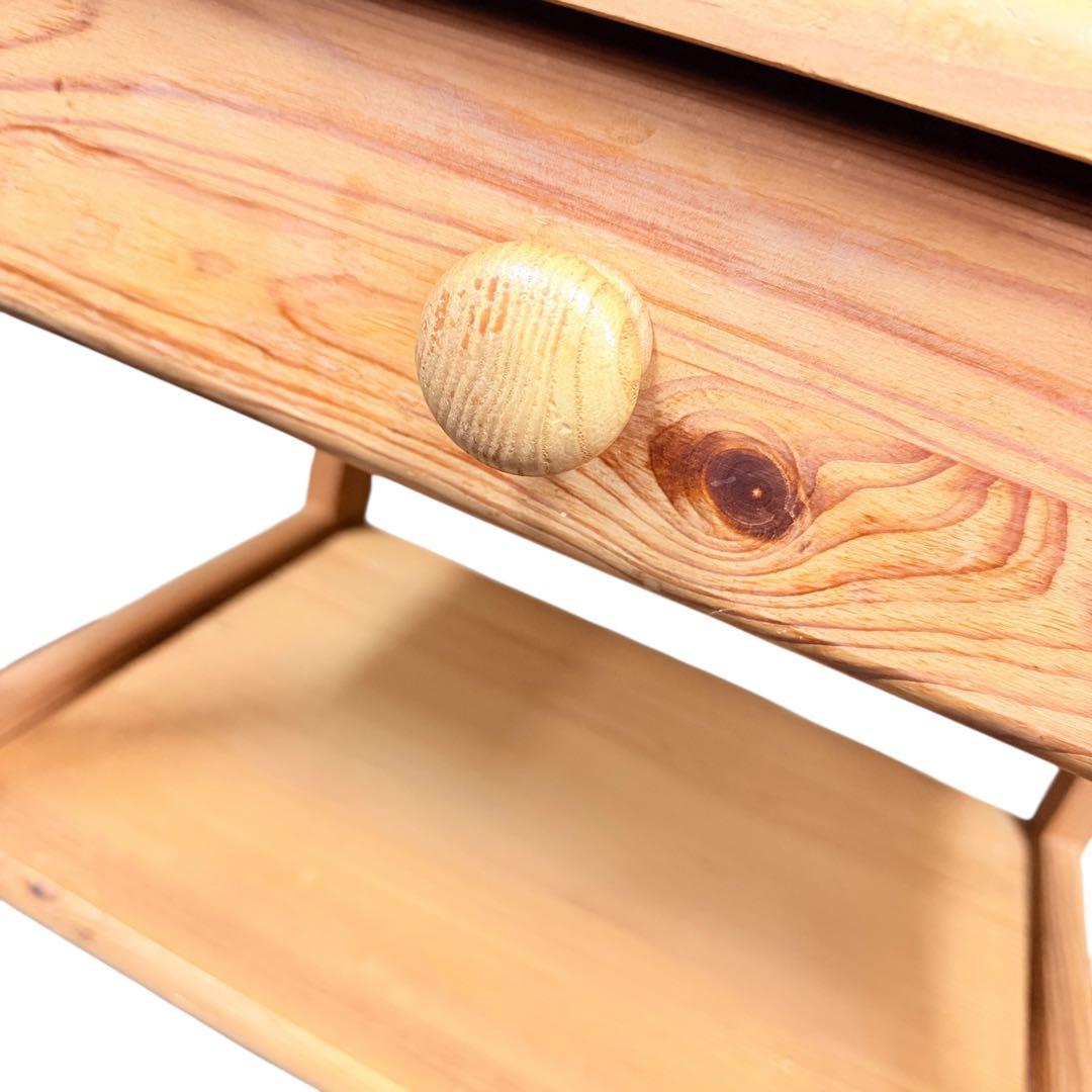 美品 カントリー サイドテーブル 飾り棚 パイン材 無垢材 テーブル コンソール