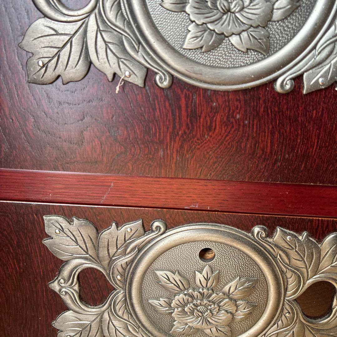 和風赤茶色木製箪笥　鍵付