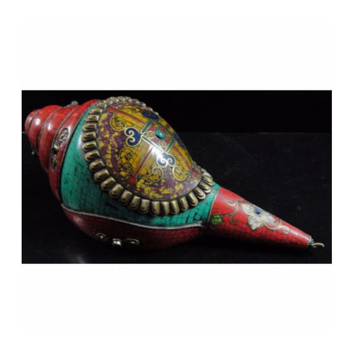 ◆チベット密教法具　法螺貝（シャンカ）羯磨（カツマ）B6