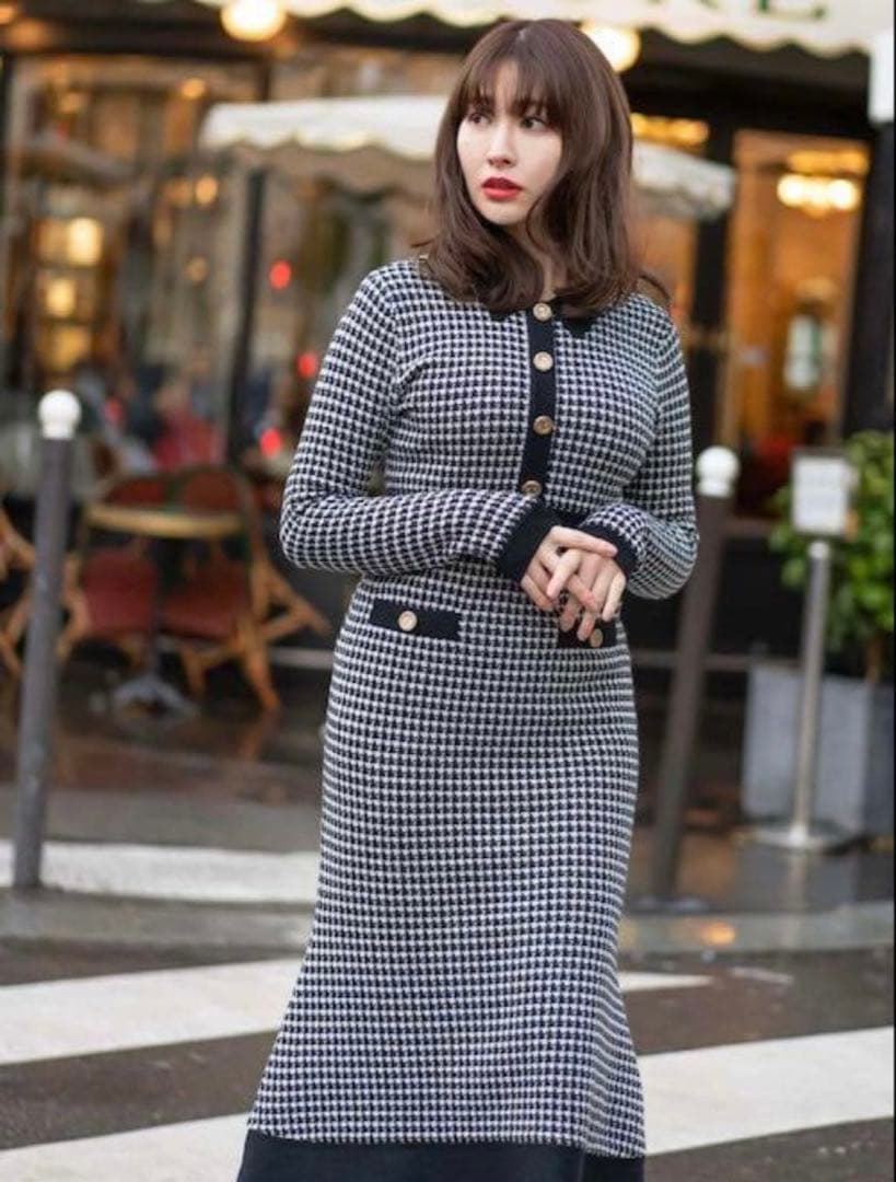 ワンピース Buckingham Houndstooth Knit Dress
