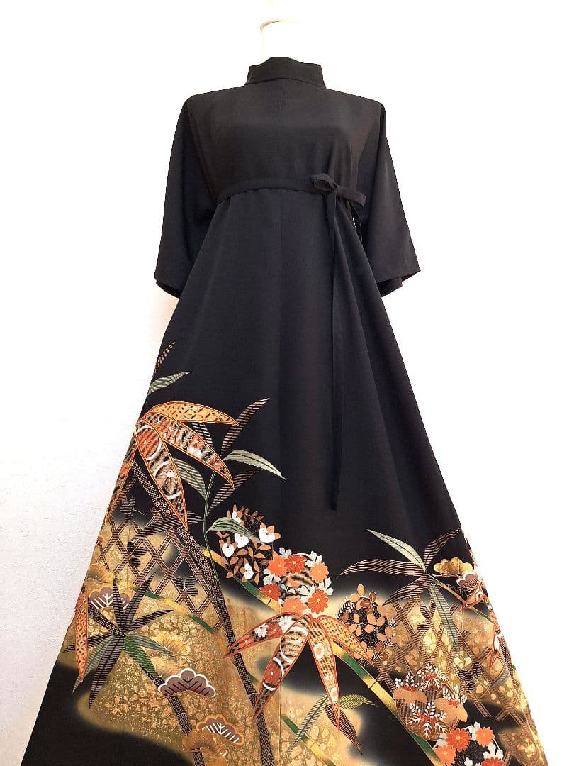 着物リメイクワンピース3674