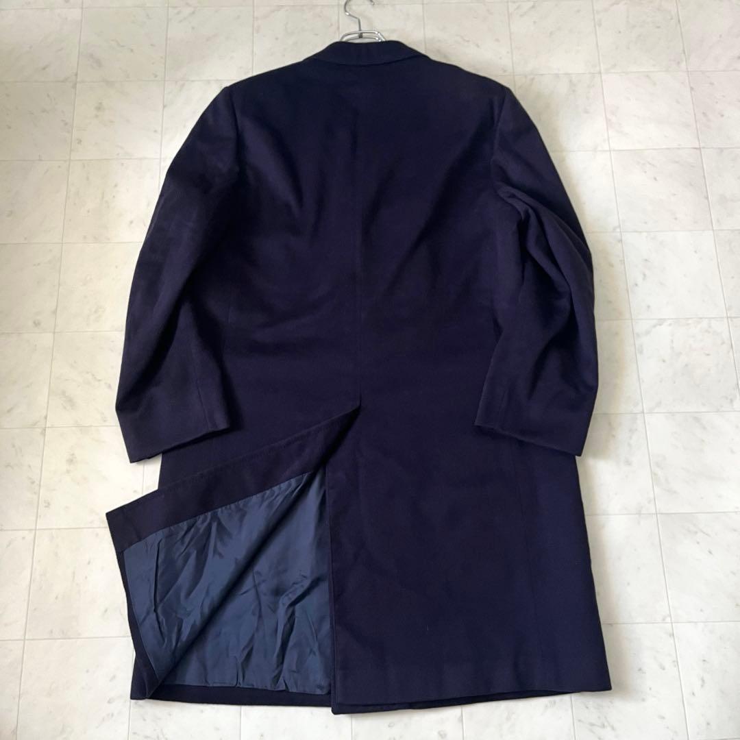 アクアスキュータム カシミヤ100% チェスターコート ネイビー メンズXL相当