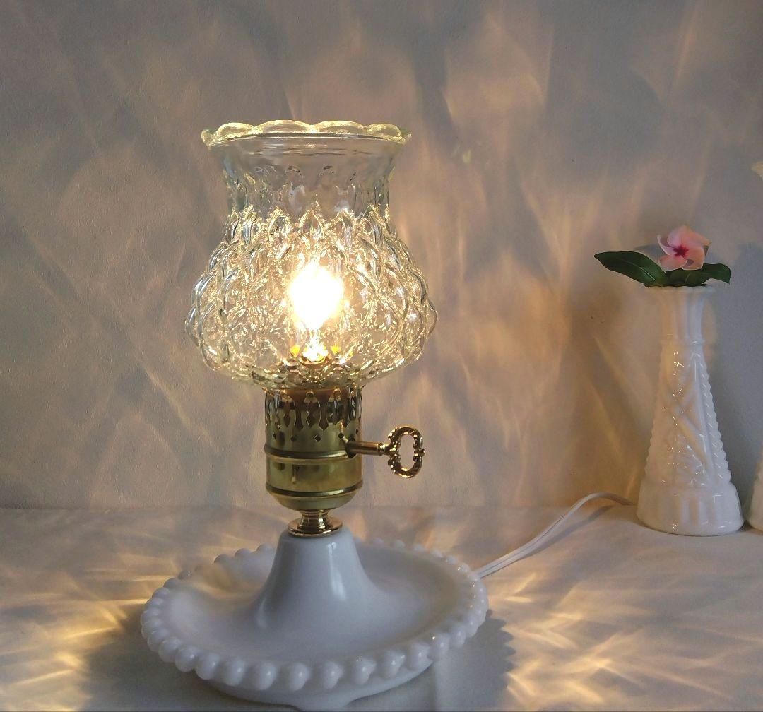ヴィンテージ ダイヤ柄 クリアガラス テーブルランプ レア