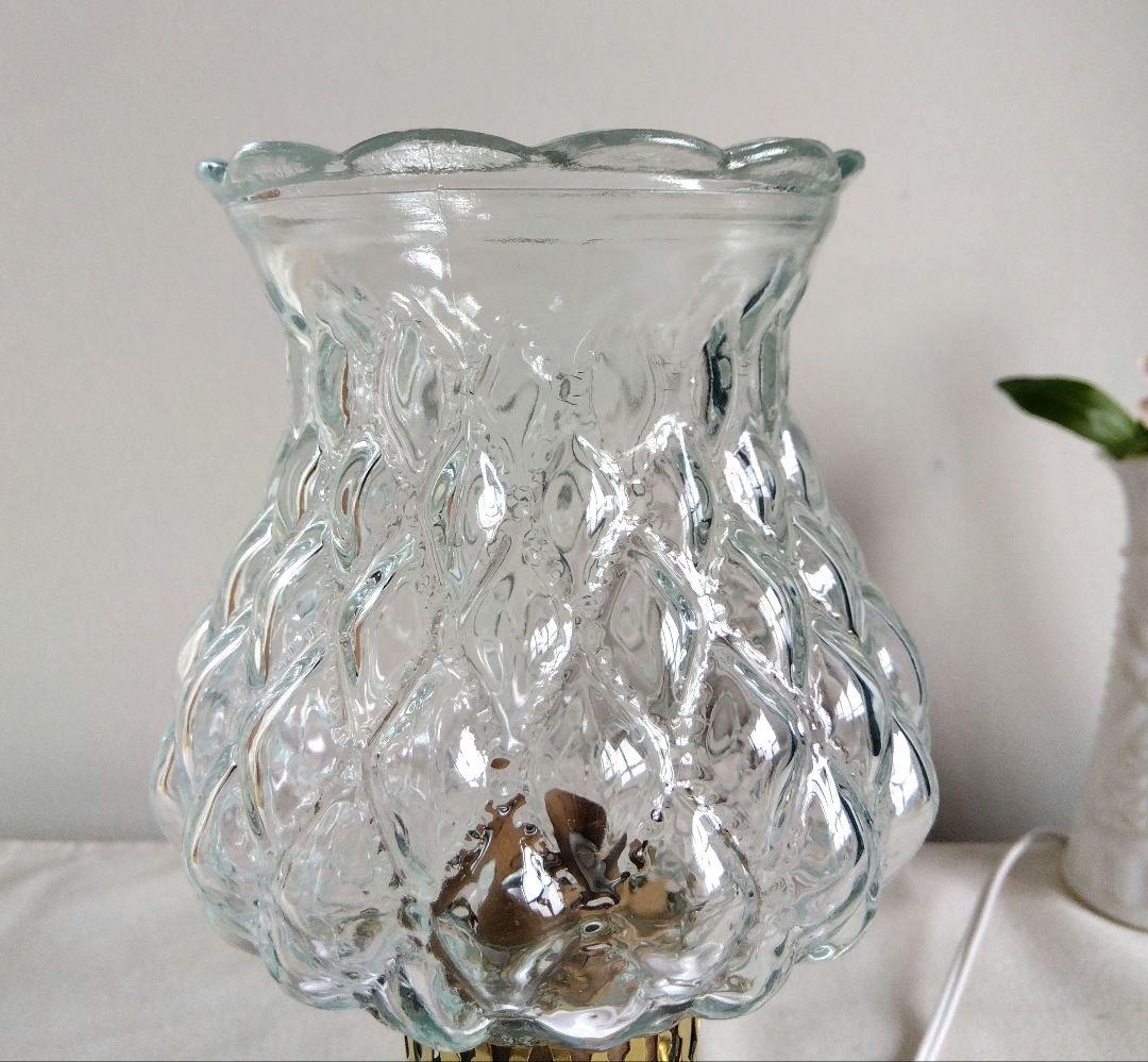 ヴィンテージ ダイヤ柄 クリアガラス テーブルランプ レア