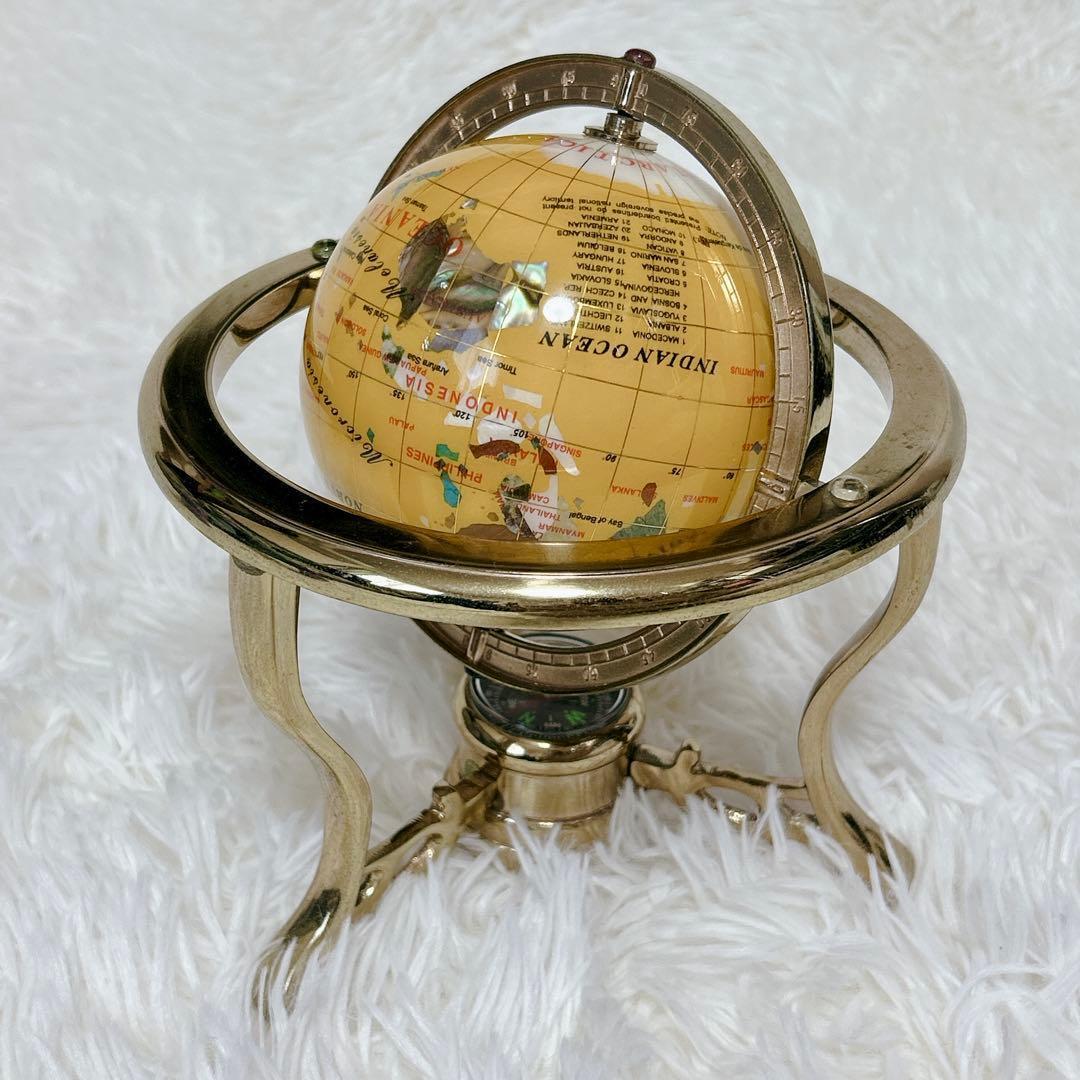 ✨希少✨ アンティーク地球儀 ゴールドスタンド 方位磁針付 猫脚 vendage