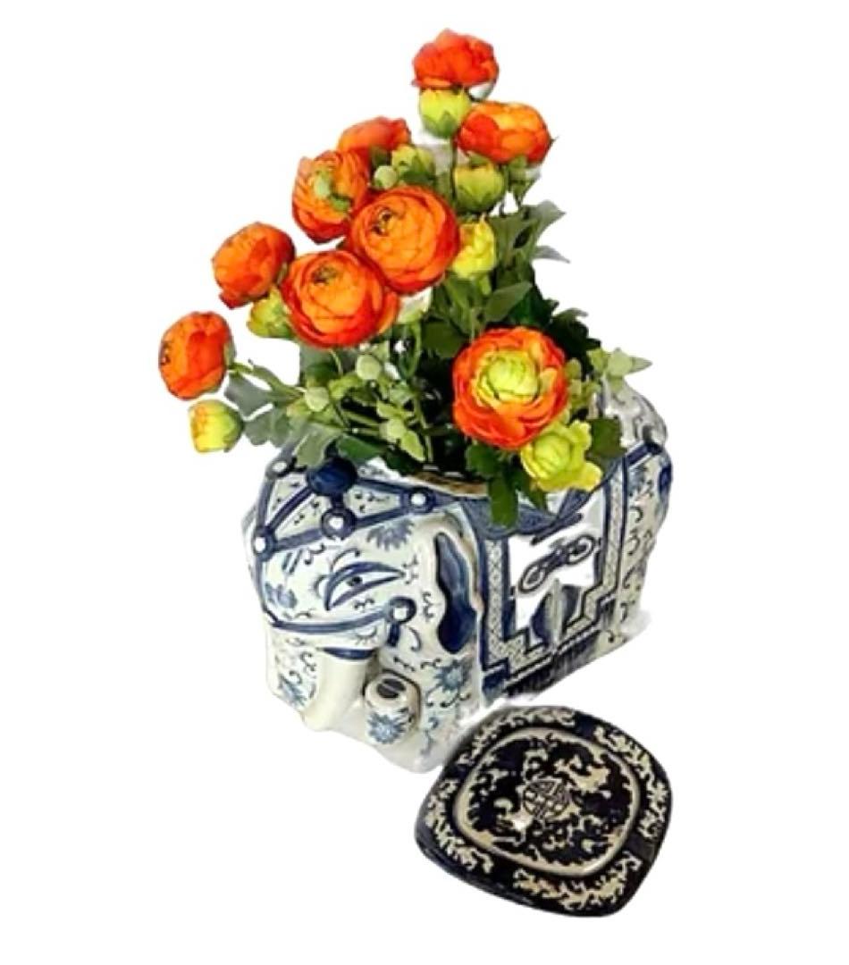 China Seas 象 陶器 置物 花器 小物入 Blue Elephant