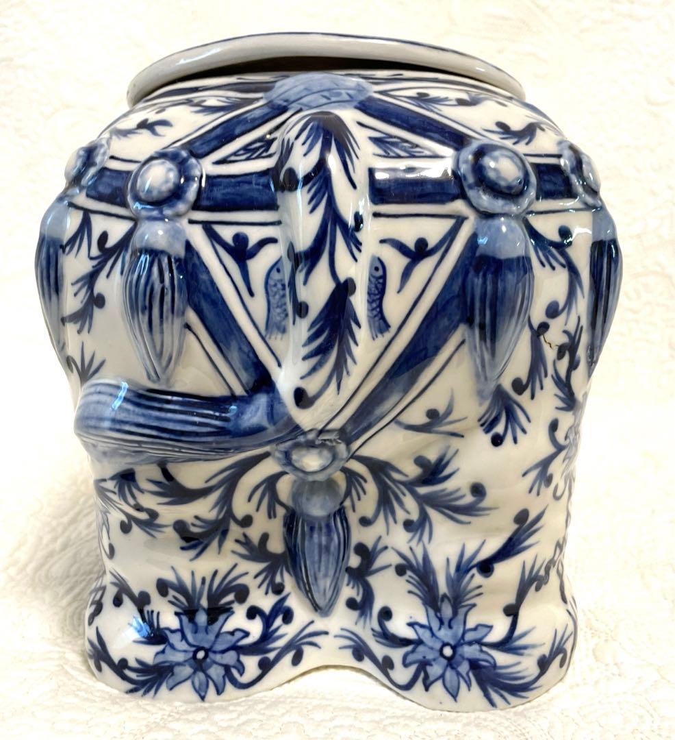 China Seas 象 陶器 置物 花器 小物入 Blue Elephant