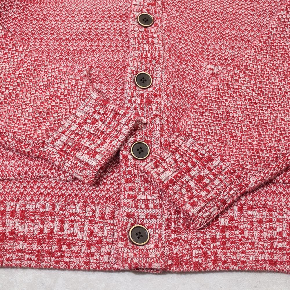 【未使用】高島屋 カシミヤ100％ ハニカム柄 ショールカーディガン M 赤