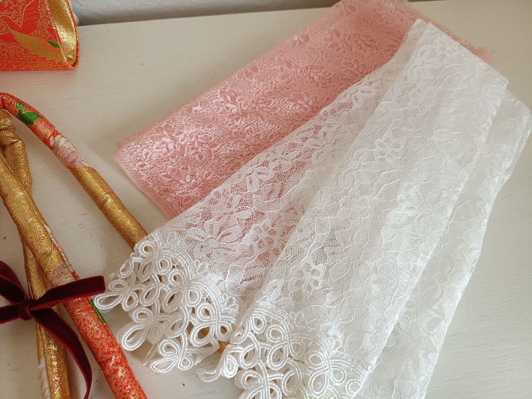 アンティーク格子模様の着物と白の作り帯☆七五三７歳セット