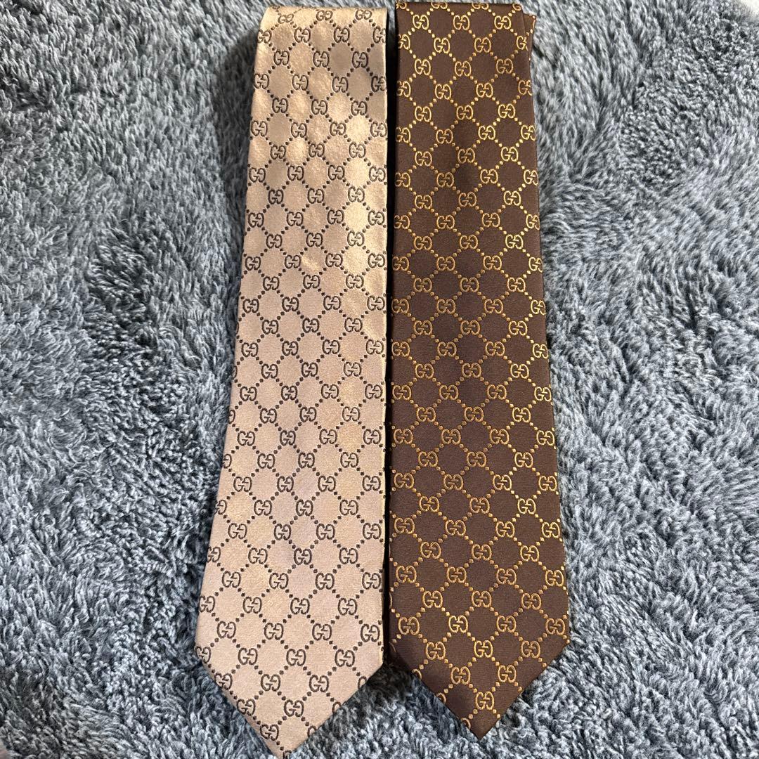 GUCCI シルク ネクタイ GGパターン 2本セット
